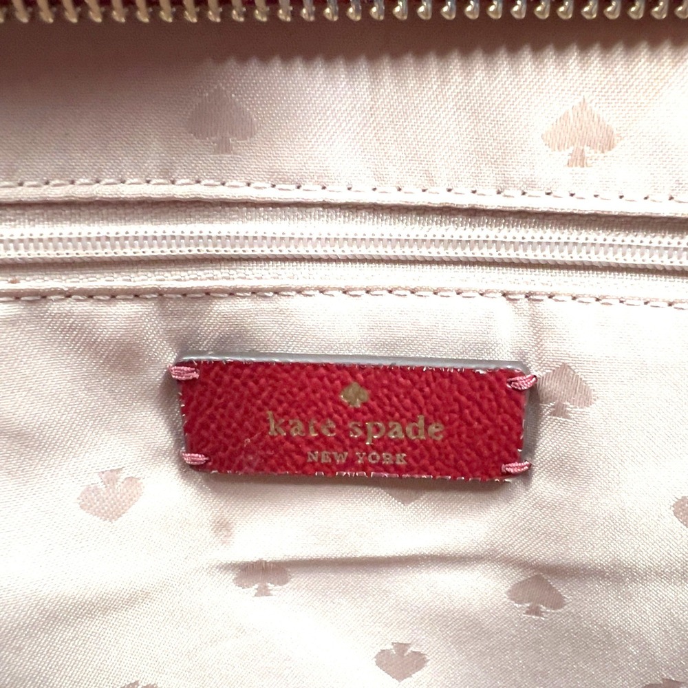 Kate Spade NY Lori Large Red Pebbled Leather Zip Tote Shoulder Bag D411 - Picture 9 of 10